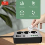Multiprise 9-en-1 à Charge Rapide 3000W-16A - 4 Port USB + 2 Ports USB-C + 3 Prises – Image 3