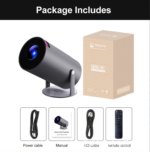 Projecteur Ultra HD avec accessoires inclus dans l'emballage.