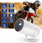 Projecteur compact avec fonctionnalités 4K et options de connectivité.